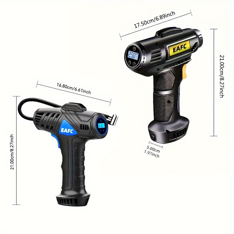 Portable Air Compressor: 150PSI Cordless Car Tire Inflator Pump With Pressure Gauge & Light - Perfect For Cars, Motorcycles & Bicycles!