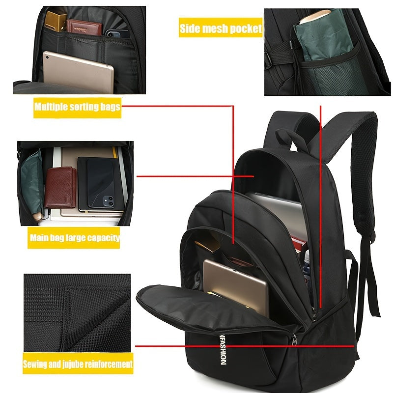 Men's Backpack, Trendy Large Capacity High School Junior High School Student Bag, Travel Bag Computer Bag (Zipper Direction Assorted Varieties)